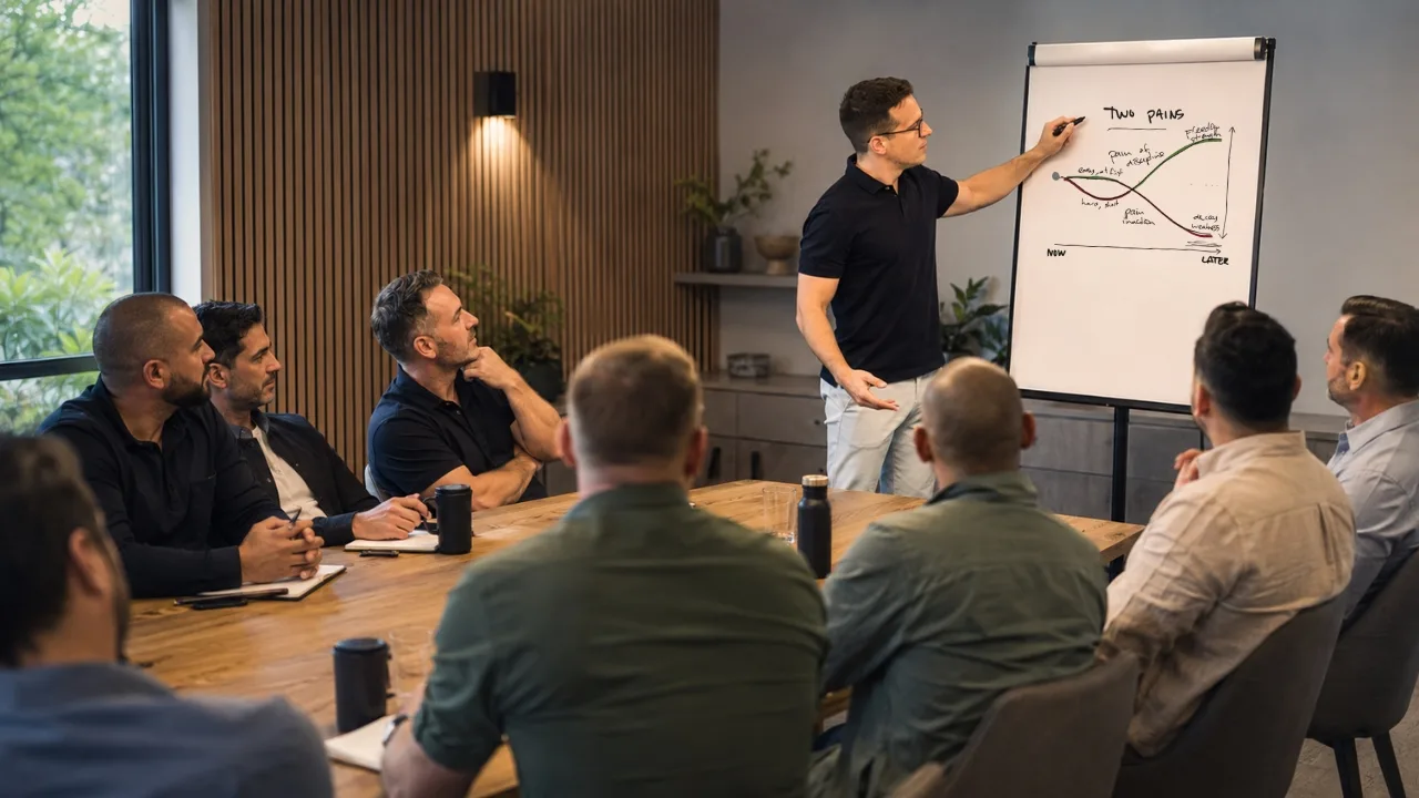 Dr Yannick van Hierden coaching a small group of business owners